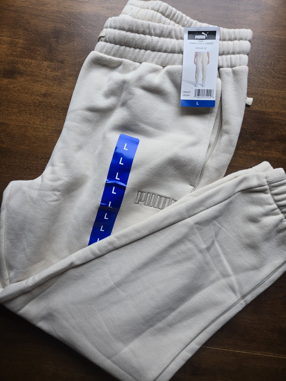 Puma Fleece Jogger Sweatpants Cream Size Large NWT